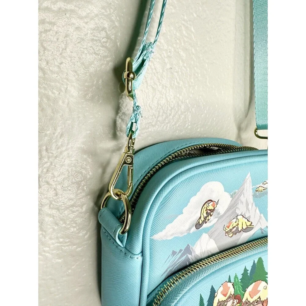 Mad Engine Crossbody Bag Womens Small Turquoise Appa Avatar Anime Cartoon Print
